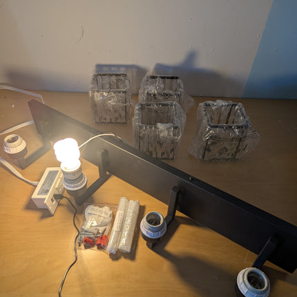 Black Bathroom Light Fixture, 4-Light Crystal Vanity Lighting, Bathroom Lighting