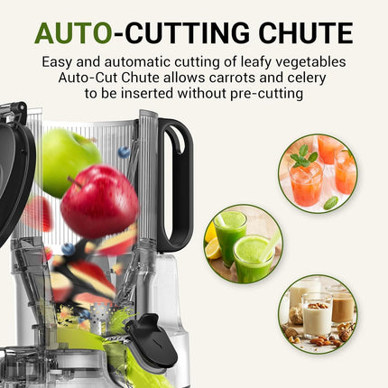 AMZCHEF 5.3 Inch Automatic Juicer Machine, Cold Press Juicer for Whole Fruits an