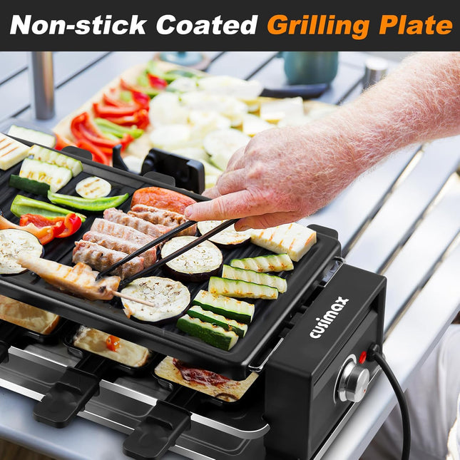 CUSIMAX Raclette Grill Korean BBQ Grill, Portable Raclette Table Grill Electric