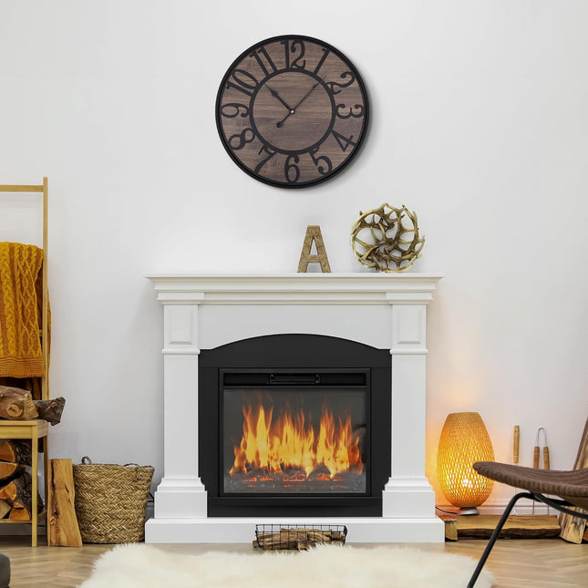 LEIKE Large Wall Clock,Silent,Non Ticking,Battery Operated Round Modern Big Wood