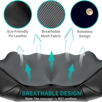 Nekteck Shiatsu Back Neck Massager, Deep Kneading Shoulder Massager with Heat, W