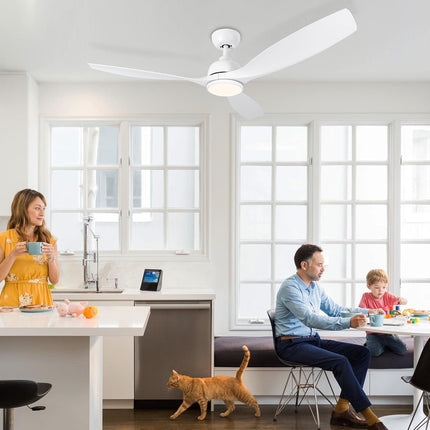 SODSEA 52 Inch Ceiling Fan with Lights, White Modern Ceiling Fan with Remote/APP