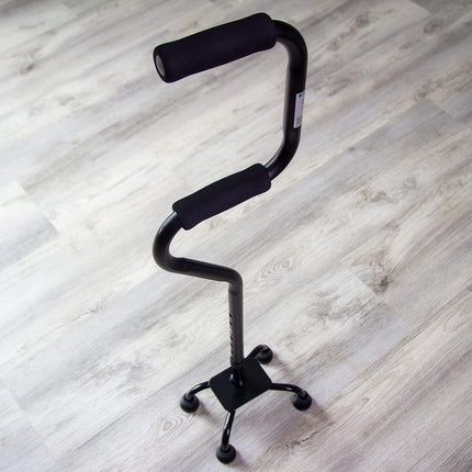 HealthSmart Quad Cane, Sit To Stand Walker, Adjustable Quad Cane, Black