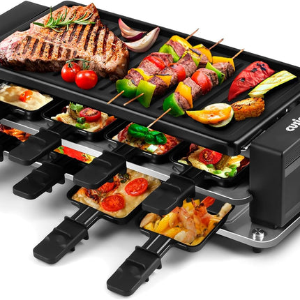 CUSIMAX Raclette Grill Korean BBQ Grill, Portable Raclette Table Grill Electric