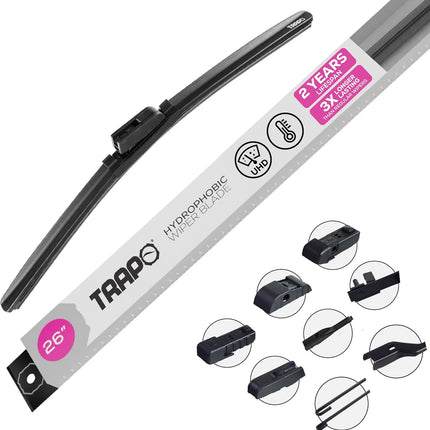 26 Inch Silicone Windshield Wiper - All-Season Wiper Blades with Hydrophobic Coa