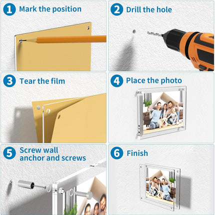 AITEE Large Acrylic Floating Picture Frame 16×20,Clear Photo Frame Wall Mount, D