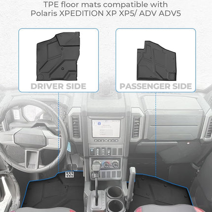 KEMIMOTO TPE Floor Mats Compatible with Polaris Xpedition XP/ADV/XP 5/ADV 5 2024