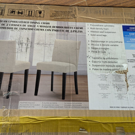 2 pack cream upholstered dining chair