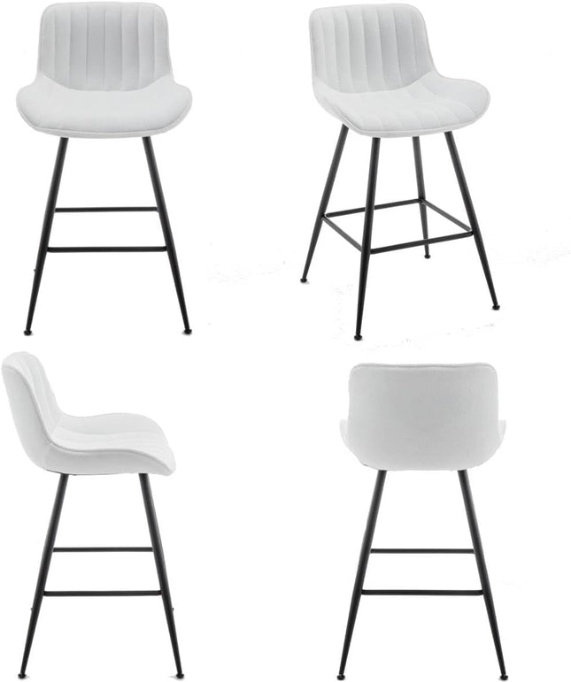 Whiterye 24’’ Bar Stools Set of 2 Modern Barstools White Bar Stools with Fabric