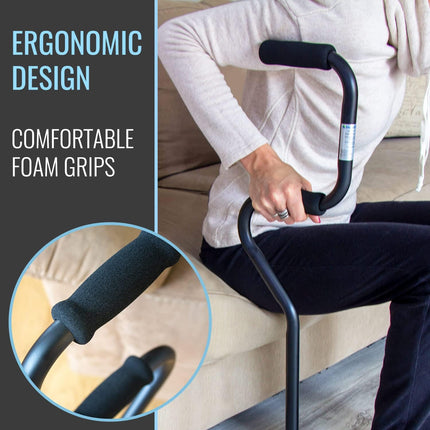 HealthSmart Quad Cane, Sit To Stand Walker, Adjustable Quad Cane, Black