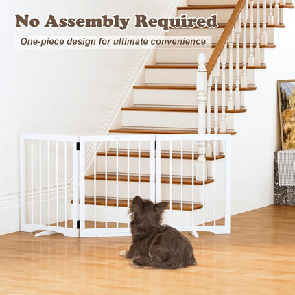 keny Freestanding Dog Gate for Stairs or Doorways, 3 Panel Folding Pet Fence, Wh