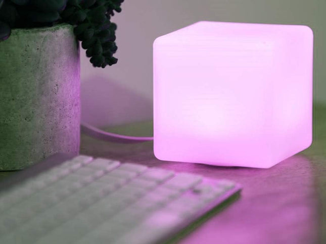 Mr.Go 8-inch Rechargeable LED Cube Light w/Remote, RGB Color Changing Cube Lamp,