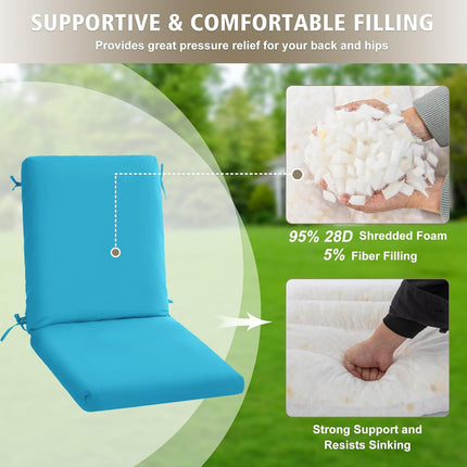 Ottowood High Back Outdoor Chair Cushions Set of 2-44''x20'' Patio Dining Chair