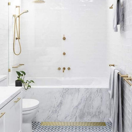 Nicmondo Linear Shower Drain 24 Inch, Bathroom Rectangular Floor Drain with Remo