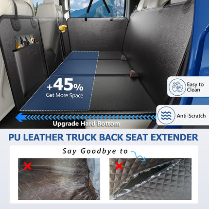 XL Truck Back Seat Extender for Dogs, Upgraded Anti-Scratch PU Leather, Dog Car