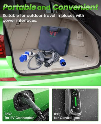 VERY VAN Portable Level 2 EV Charger - Electric Vehicle Charger for J1772, 60Amp