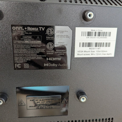 onn. 24" 720p HD Roku Smart TV (100012590-CA), 3 HDMI, 60 Hz