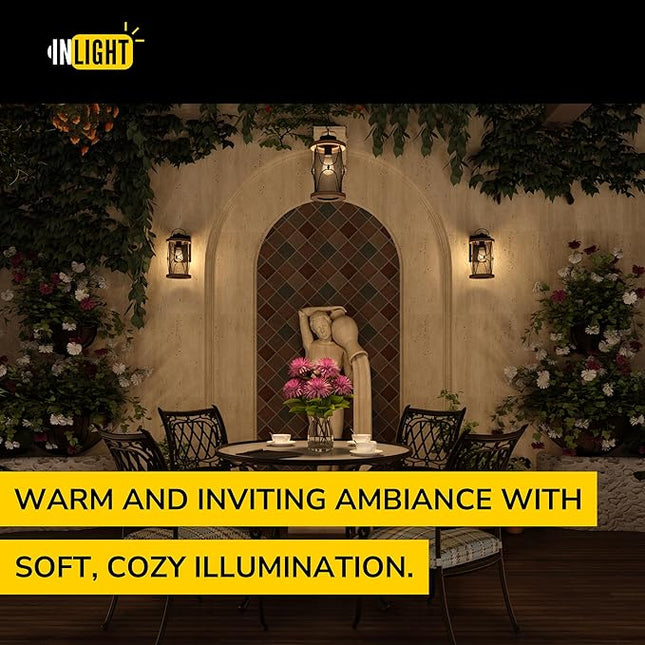 Inlight 10 4/5''H 1-Light Farmhouse Outdoor Porch Exterior Wall Lantern, Clear S