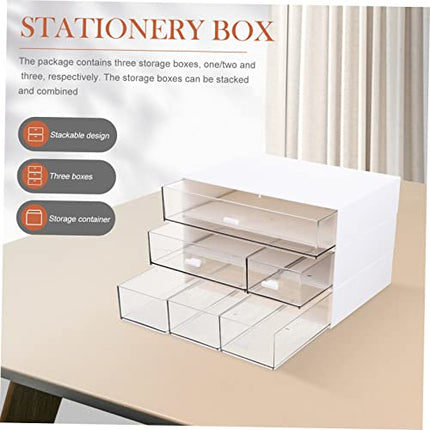 MOKKHNB 3pcs Multipurpose Desktop Storage Box Multi Organizer for Office and Pla