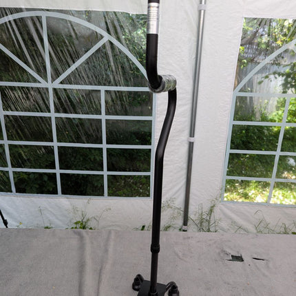 HealthSmart Quad Cane, Sit To Stand Walker, Adjustable Quad Cane, Black