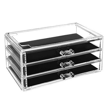 SONGMICS Makeup Organizer, Stackable Cosmetics Boxes, 5 Drawers, Transparent Pol