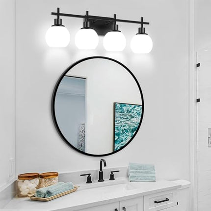 4-Light Modern Vanity Lighting Fixtures, Bathroom Wall Mounted Vanity Light,Blac