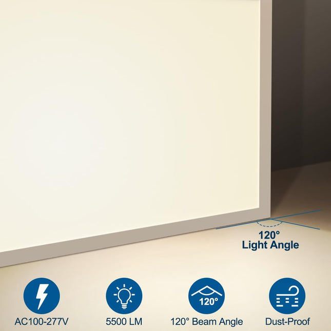 DAKASON 2x2 LED Flat Panel Lights Surface Mount 50W to 25W Selectable, 3500K 400