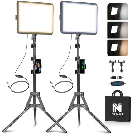 FAULTY 2-Pack LED Video Light Kit, NiceVeedi 2800-6500K Dimmable Continuous Phot