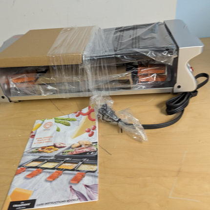 MasterChef Dual Cheese Raclette Table Grill w Non-stick Grilling Plate and Cooki