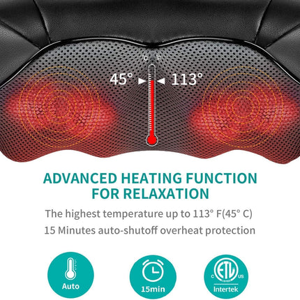 Nekteck Shiatsu Back Neck Massager, Deep Kneading Shoulder Massager with Heat, W