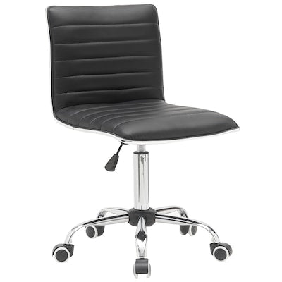 BWE Black Contemporary Ergonomic Adjustable Height Swivel Faux Leather Desk Chai