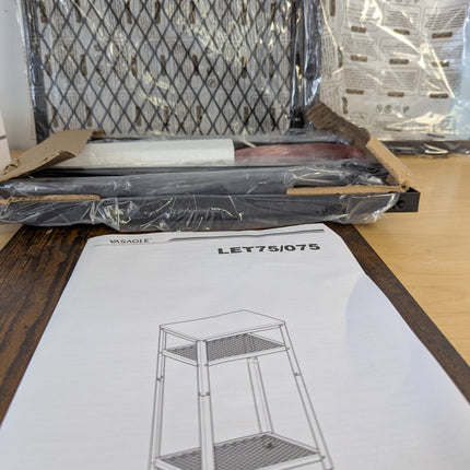 VASAGLE Tall Side Table, Telephone Table, End Table with 2 Mesh Shelves,Rustic B