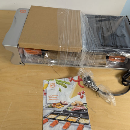 MasterChef Dual Cheese Raclette Table Grill w Non-stick Grilling Plate and Cooki