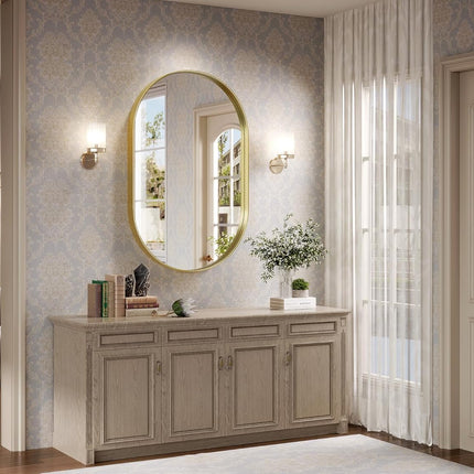 JIINGYO Oval Mirror, 24"×32" Gold Bathroom Mirror, Oval Mirror for Bathroom, Gol