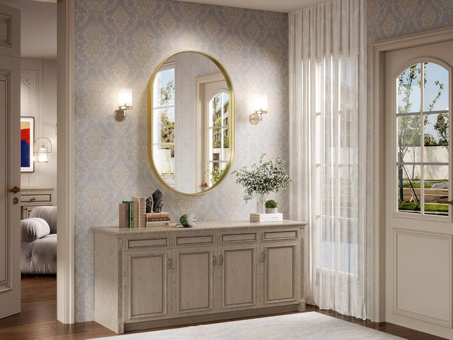 JIINGYO Oval Mirror, 24"×32" Gold Bathroom Mirror, Oval Mirror for Bathroom, Gol