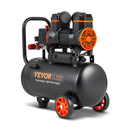 VEVOR 4.8 Gallon Air Compressor, 1.2HP 2.2 CFM@90PSI Oil Free Air Compressor Tan