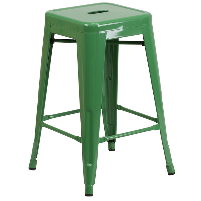 Flash Furniture 24" Green No Back Metal Stool