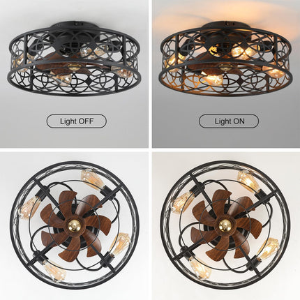 20" Caged Ceiling Fans with Lights Remote Control Low Profile Flush Mount Ceilin