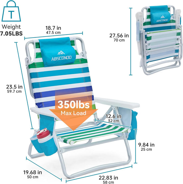 Aohanoi Beach Chair, Beach Chairs for Adults 2 Pack, Outdoor Folding Beach Chair