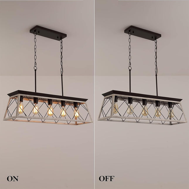 Q&S 5-Light Kitchen Island Light Fixtures Farmhouse Rustic Vintage Industrial Co