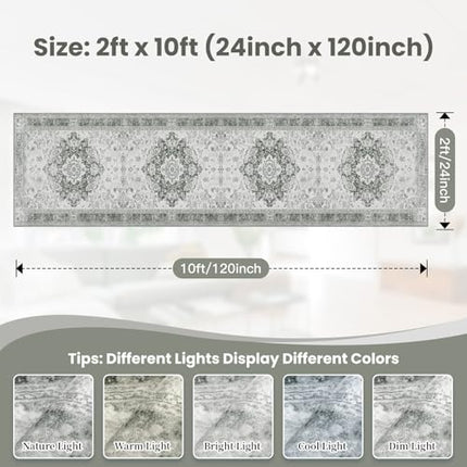 OTAHGK 2x10 Machine Washable Non-Slip Runner Rug - Soft Faux Wool & Polyester, B