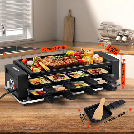 CUSIMAX Raclette Grill Korean BBQ Grill, Portable Raclette Table Grill Electric
