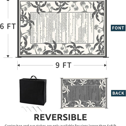 COCOER Outdoor-Rug 6x9 ft Waterproof Reversible Outdoor Plastic Straw Rug RV Ind