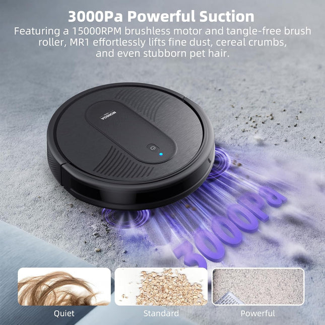 MONSGA Robot Vacuums and mop, Powerful Suction Robotic Vacuum, 140Min Runtime, V