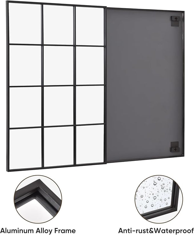Suidia Rectangular Wall Mirror, 30" x 40" Window Decorative Mirrors, Metal Frame