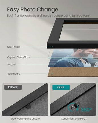 SONGMICS Picture Frames, Collage Picture Frames Set of 10, Two 8x10, Four 5x7, F