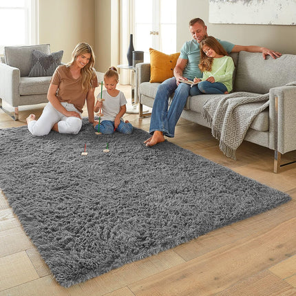 Ophanie Rugs for Living Room 5x8 Gray, Plush Soft Fuzzy Shag Carpets for Living