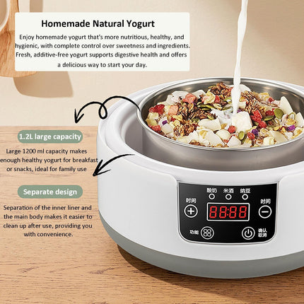 Probiotic Yogurt Machine Fully Automatic Yogurt Machine 1.2L, Timer and Constant