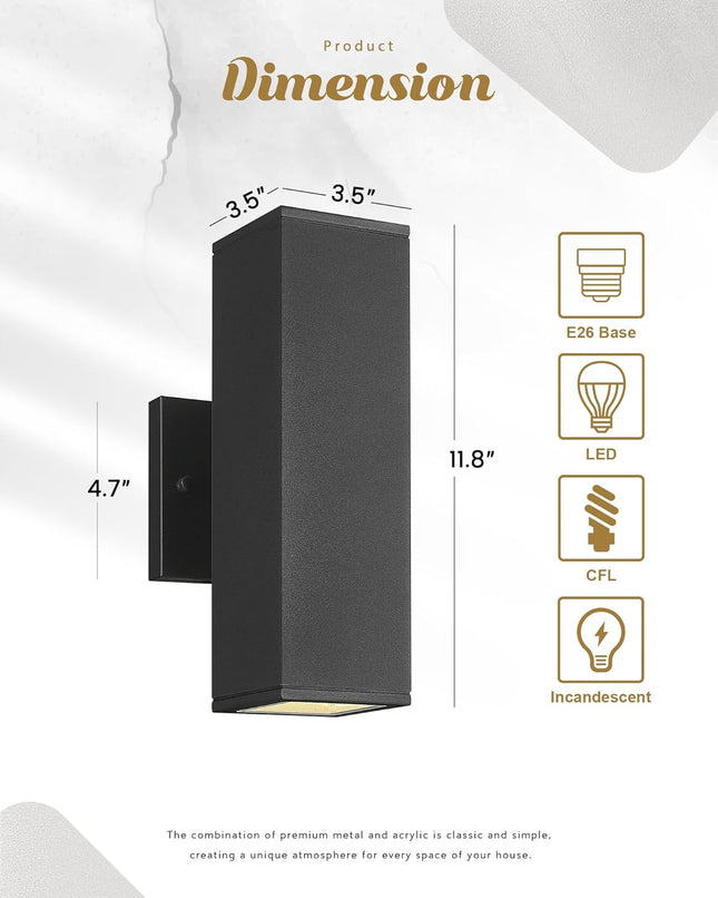 Ken & Ricky Outdoor Wall Lights, Modern Exterior Lighting Fixtures, Aluminum Fro