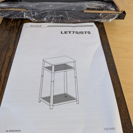 VASAGLE Tall Side Table, Telephone Table, End Table with 2 Mesh Shelves,Rustic B